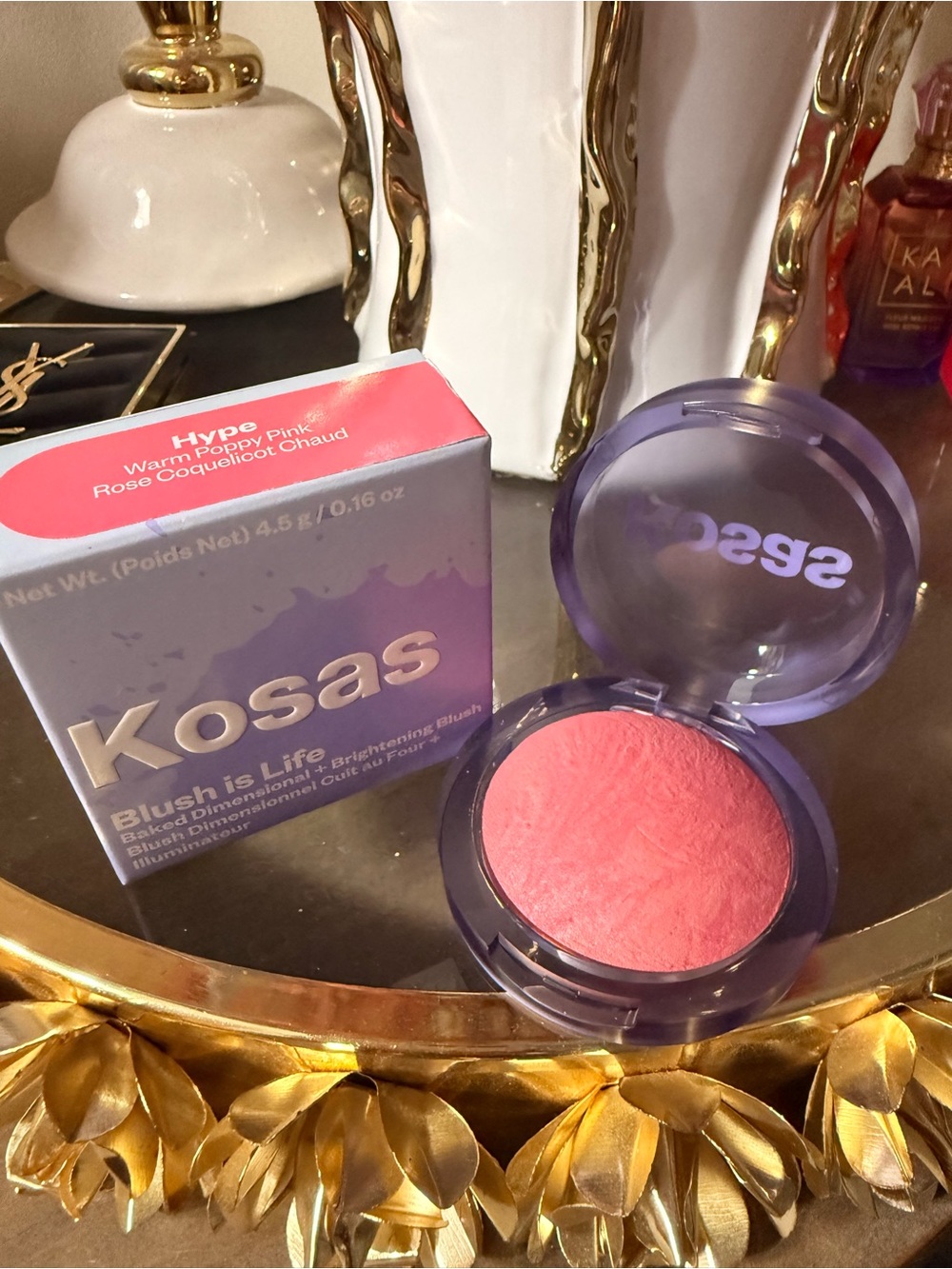 Kosas Blush Is Life Baked Blush — Hype - Warm Poppy Pink